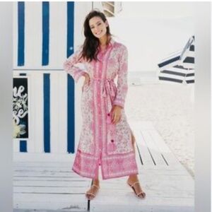 Bella Tu Pink Drew Shirt Midi Dress Small